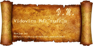 Vidovics Mátyás névjegykártya