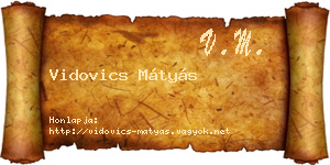 Vidovics Mátyás névjegykártya